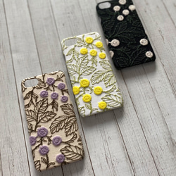 パープル入荷♡刺繍のまあるいフラワー iPhoneケース iPhone