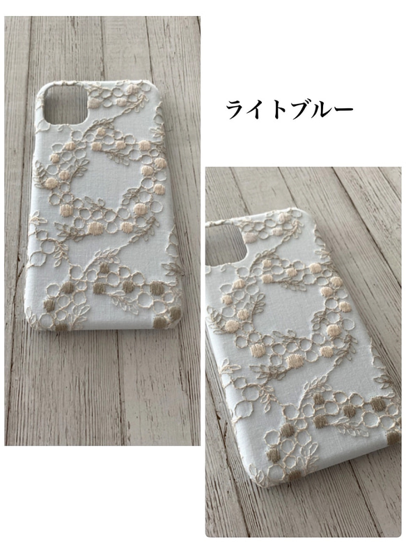 刺繍のフラワーリース  iPhoneケース 3枚目の画像