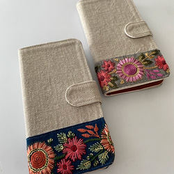 手帳型　刺繍リボン iPhoneケース 2枚目の画像