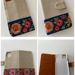 手帳型　刺繍リボン iPhoneケース 5枚目の画像