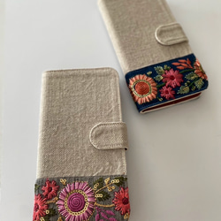 手帳型　刺繍リボン iPhoneケース 6枚目の画像