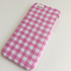 ピンクのギンガムチェックiPhoneケース 2枚目の画像