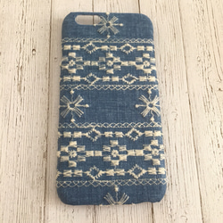 靛藍刺繡蕾絲iPhone手機殼 第2張的照片