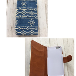 手帳型 インディゴ刺繍レース iPhoneケース 5枚目の画像