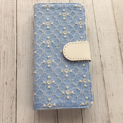 手帳型花びら刺繍レース iPhoneケース 2枚目の画像