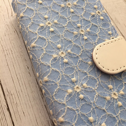 手帳型花びら刺繍レース iPhoneケース 3枚目の画像