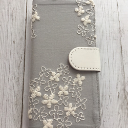 手帳型 刺繍の紫陽花 iPhoneケース 2枚目の画像