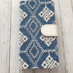 手帳型 ダイヤ刺繍レース iPhoneケース 2枚目の画像