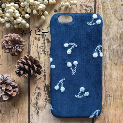 コーディロイの刺繍チェリー iPhoneケース 2枚目の画像