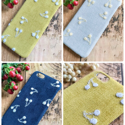 コーディロイの刺繍チェリー iPhoneケース 5枚目の画像