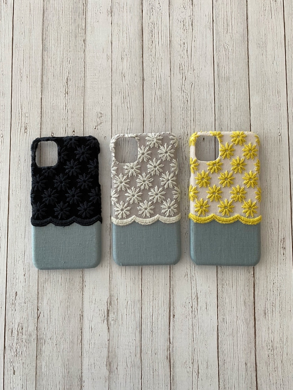 刺繍の小さなカモミール iPhoneケース 2枚目の画像