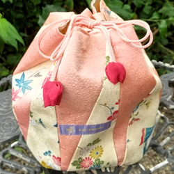 巾着ほんのり桜色のバッグ 1枚目の画像