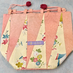 巾着ほんのり桜色のバッグ 2枚目の画像