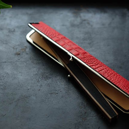 スタイリッシュな本革煙管入れ レザーキセルケース24cm クロコ型押し
