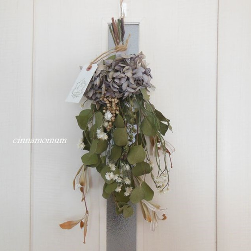 ユーカリ紫陽花木ノ実のガーランド　リース　スワッグ ユーカリ紫陽花木ノ実のガーランドリーススワッグ