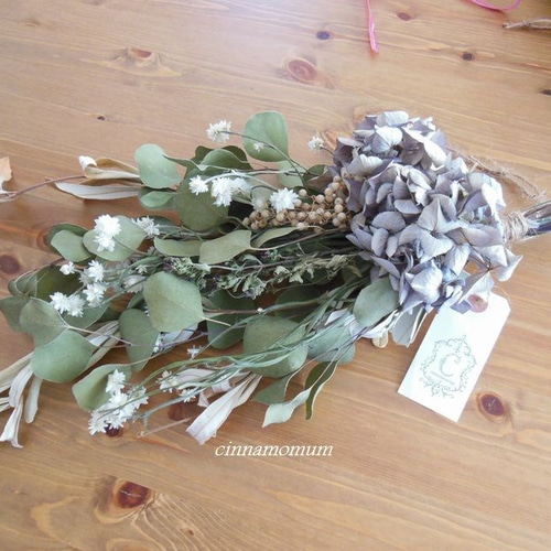 ドライフラワーリース　ドライフラワースワッグ　紫陽花　あじさい　ユーカリ ドライフラワーリース ドライフラワースワッグ 紫陽花 あ