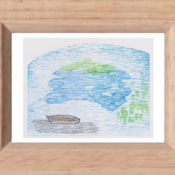 小さな額絵・池のボート(2) (860) 1枚目の画像