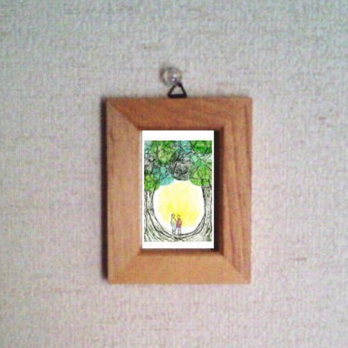 小さな額絵・二人シリーズ／緑のトンネル(698) 版画 hiro 通販 1399956