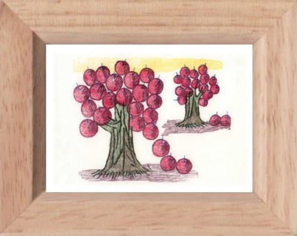 まっかな壁掛け「りんご画」 小さな額絵・りんごシリーズ／りんごの木(558) 版画 hiro 通販