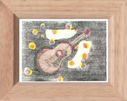 【特別セール品】 小さな額絵・リラックスシリーズ／ギター(607) 版画 hiro 通販 絵画