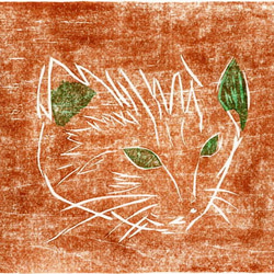 小さな額絵・緑目の猫(402) 2枚目の画像