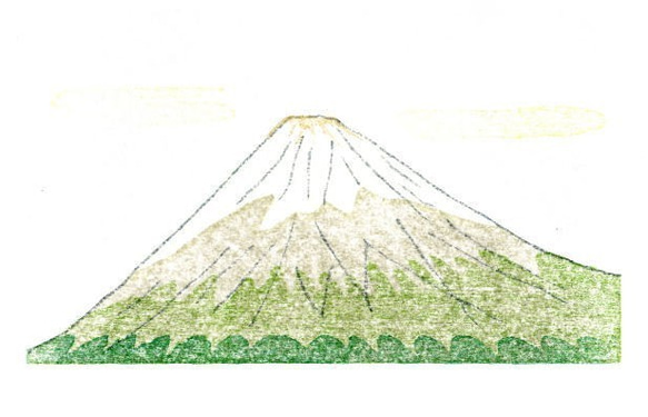 小さな額絵・雪の富士山（637） 2枚目の画像