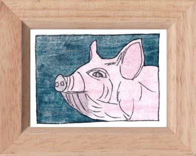 アルベロベロ　額縁付き絵画　ブタさん アルベロベロ 額縁付き絵画 ブタさん