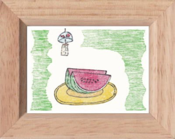 小さな額絵・スイカ (754) 版画 hiro 通販 7593109｜Creema
