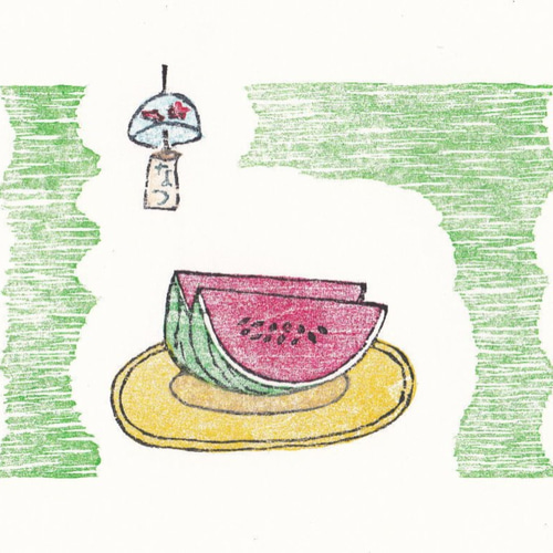 小さな額絵・スイカ (754) 版画 hiro 通販 7593109｜Creema