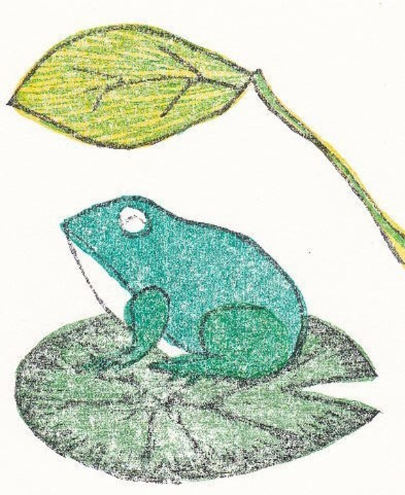 小さな額絵・蛙(704) 2枚目の画像