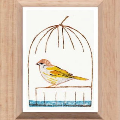 小さな額絵・鳥シリーズ／すずめ(650) 版画 hiro 通販 821070｜Creema