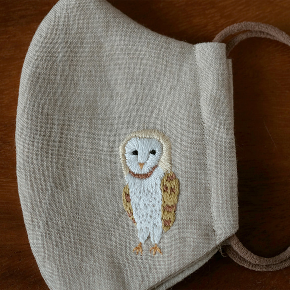 マスク手刺繍 刺繍マスク メンフクロウ 布マスク はぎれいろ 通販 10668454