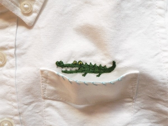 鱷魚刺繡襯衫（短袖，兒童） 第5張的照片