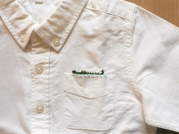 鱷魚刺繡襯衫（長袖，兒童） 第2張的照片