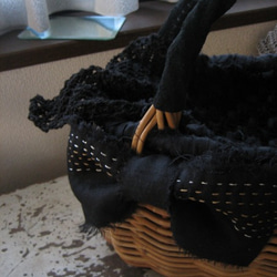 紅籐　手編みのかごバッグ　noir 2枚目の画像