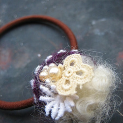 羊毛のヘアゴム　グレープ 1枚目の画像