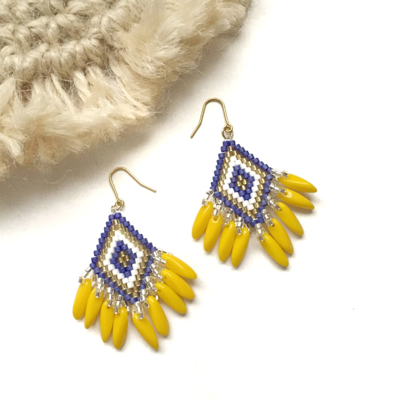 再販♡ ◇fringe × earrings◇（blue × yellow） 1枚目の画像