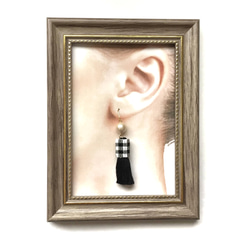 new♡gingham check × tassel earrings 4枚目の画像