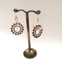 double hoop × earrings（brown） 3枚目の画像