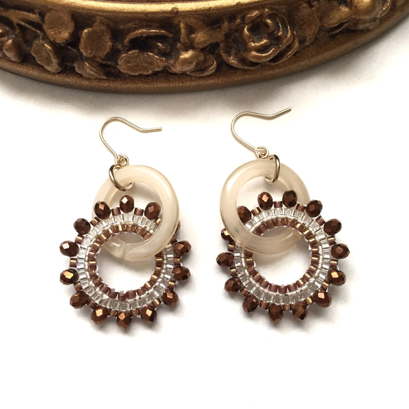double hoop × earrings（brown） 4枚目の画像