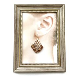 ◇check fringe × earrings◇（brown） 2枚目の画像