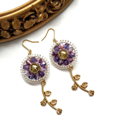 new♡beads × earrings(purple・lavender) 1枚目の画像