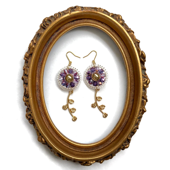 new♡beads × earrings(purple・lavender) 2枚目の画像