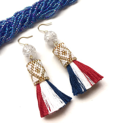 再販♡tassel × earrings（tricolore） 2枚目の画像