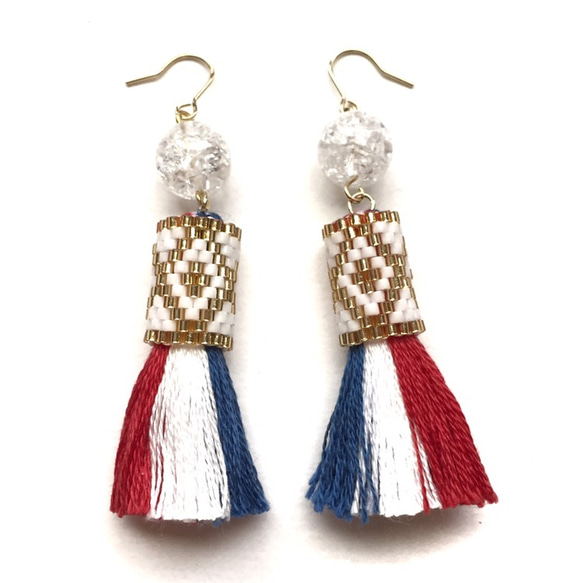 再販♡tassel × earrings（tricolore） 3枚目の画像