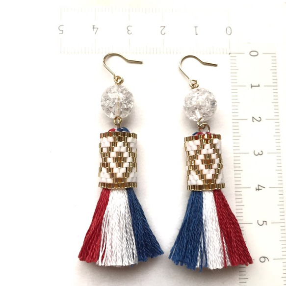 再販♡tassel × earrings（tricolore） 4枚目の画像