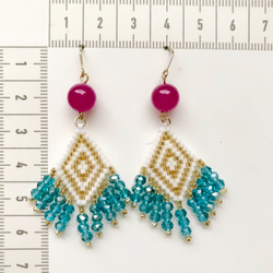 ◇fringe × earrings◇(turquoise × pink) 5枚目の画像