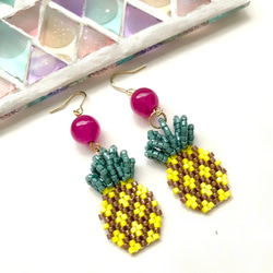 pineapple ×  earrings (yellow・pink) 2枚目の画像