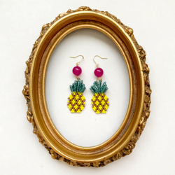 pineapple ×  earrings (yellow・pink) 3枚目の画像