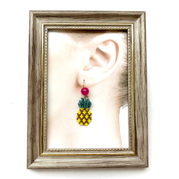 pineapple ×  earrings (yellow・pink) 4枚目の画像